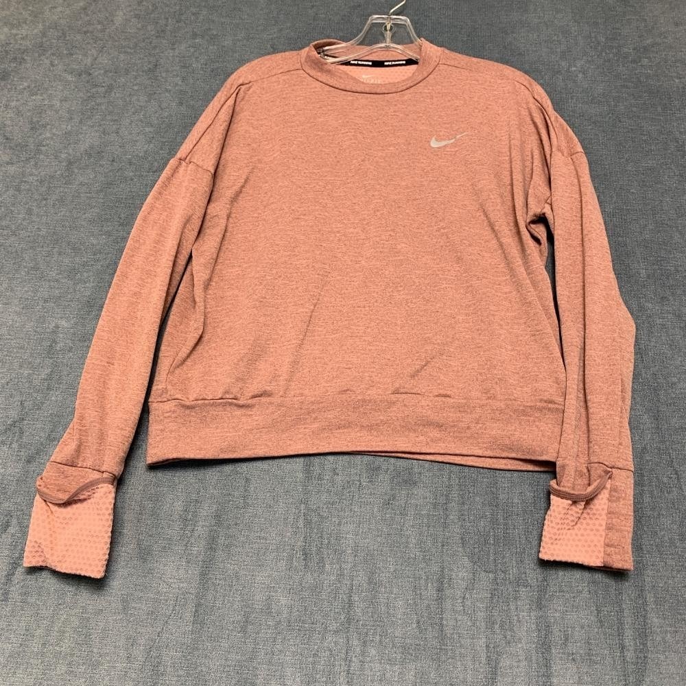 Nike Running Dri Fit Sweatshirt Womens Small Peach Stretch Thumbholes Sleeve